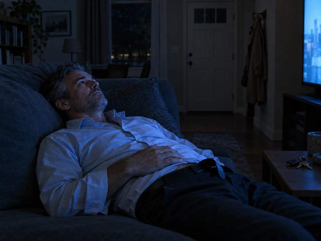 The same man later that evening on the couch