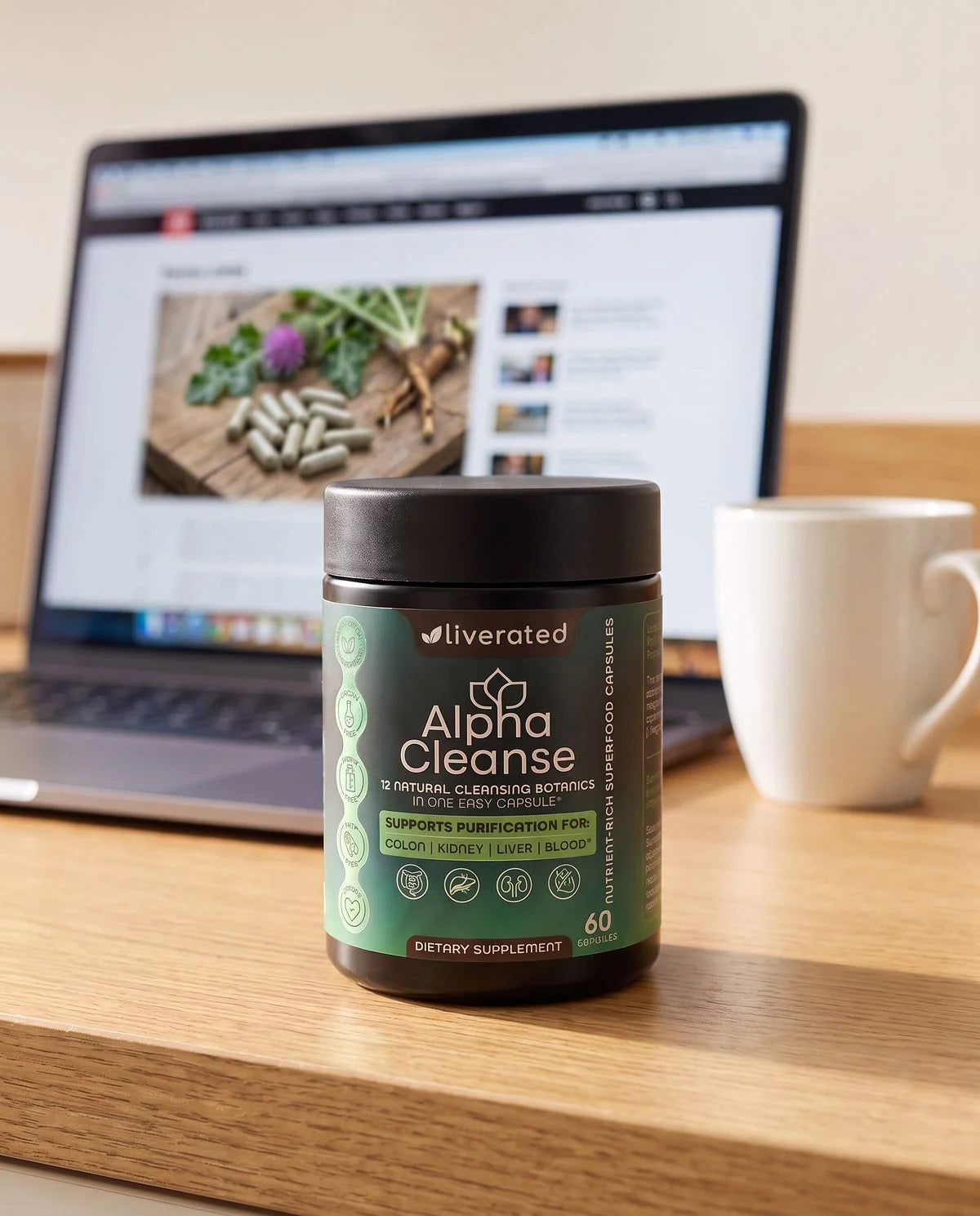 AlphaCleanse jar on the kitchen counter
