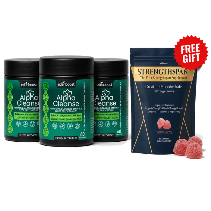 AlphaCleanse 3-bottle pack with free StrengthSpan gummies