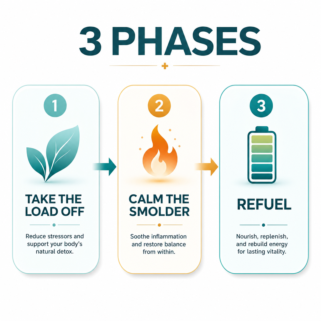 The 3-phase liver support process: take the load off, calm the smolder, refuel