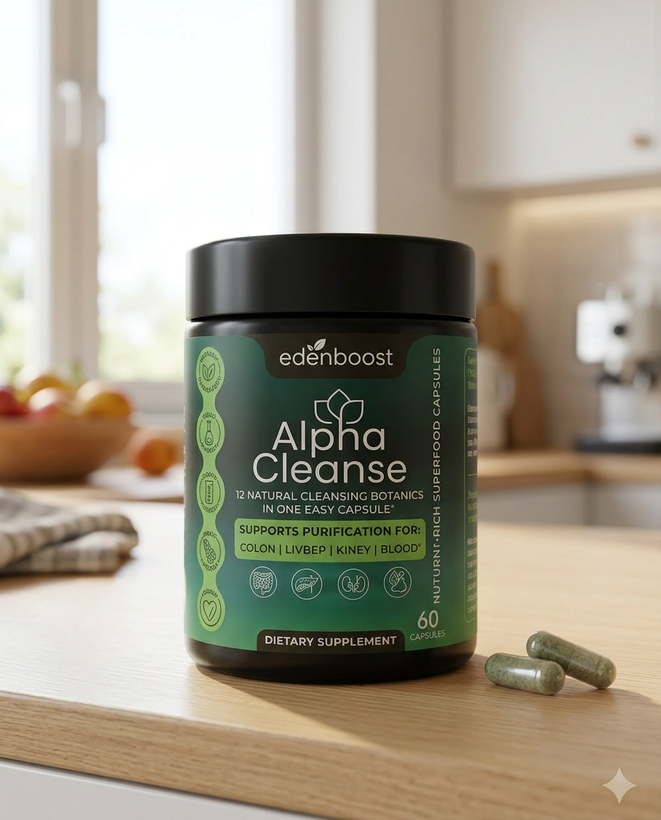 AlphaCleanse jar with two green-grey capsules