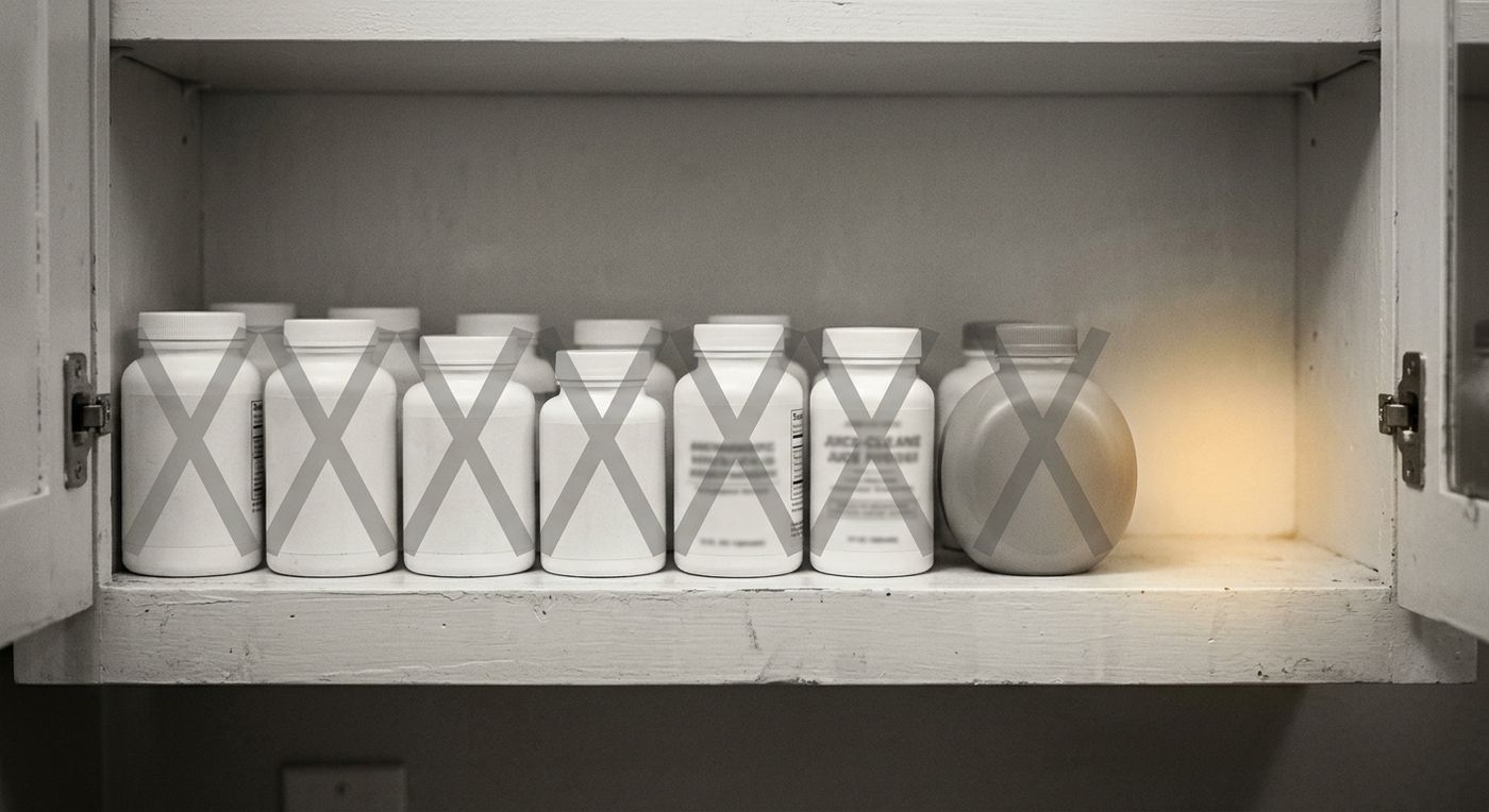 A shelf of supplements that did not work