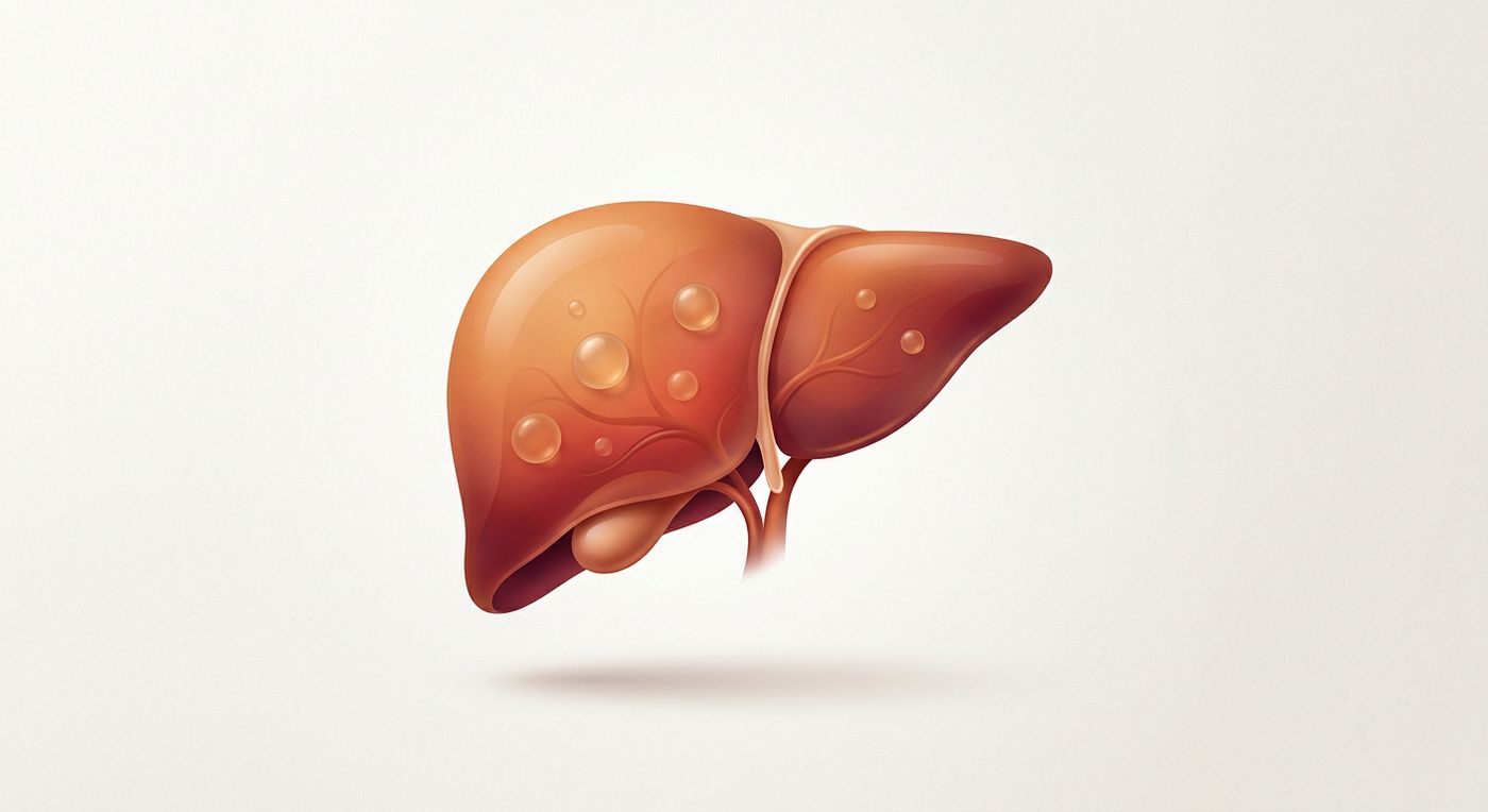 Illustration of an overloaded liver