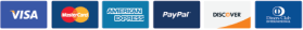 Visa, Mastercard, American Express, PayPal, Discover and Diners Club