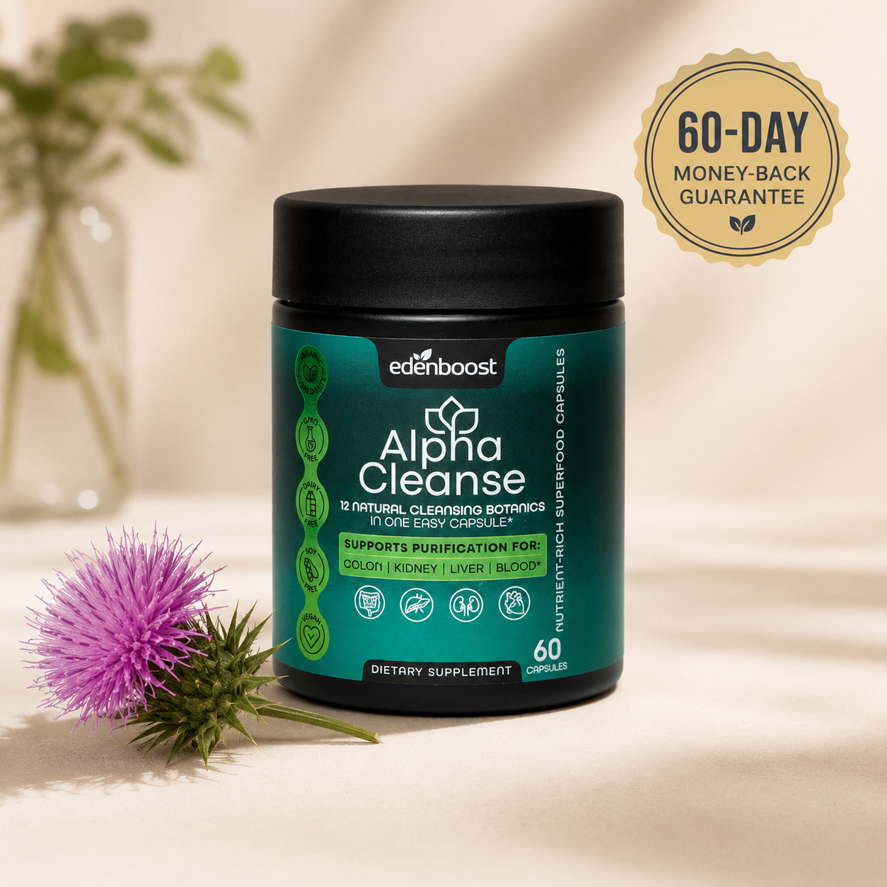 Bottle + 60-day guarantee seal