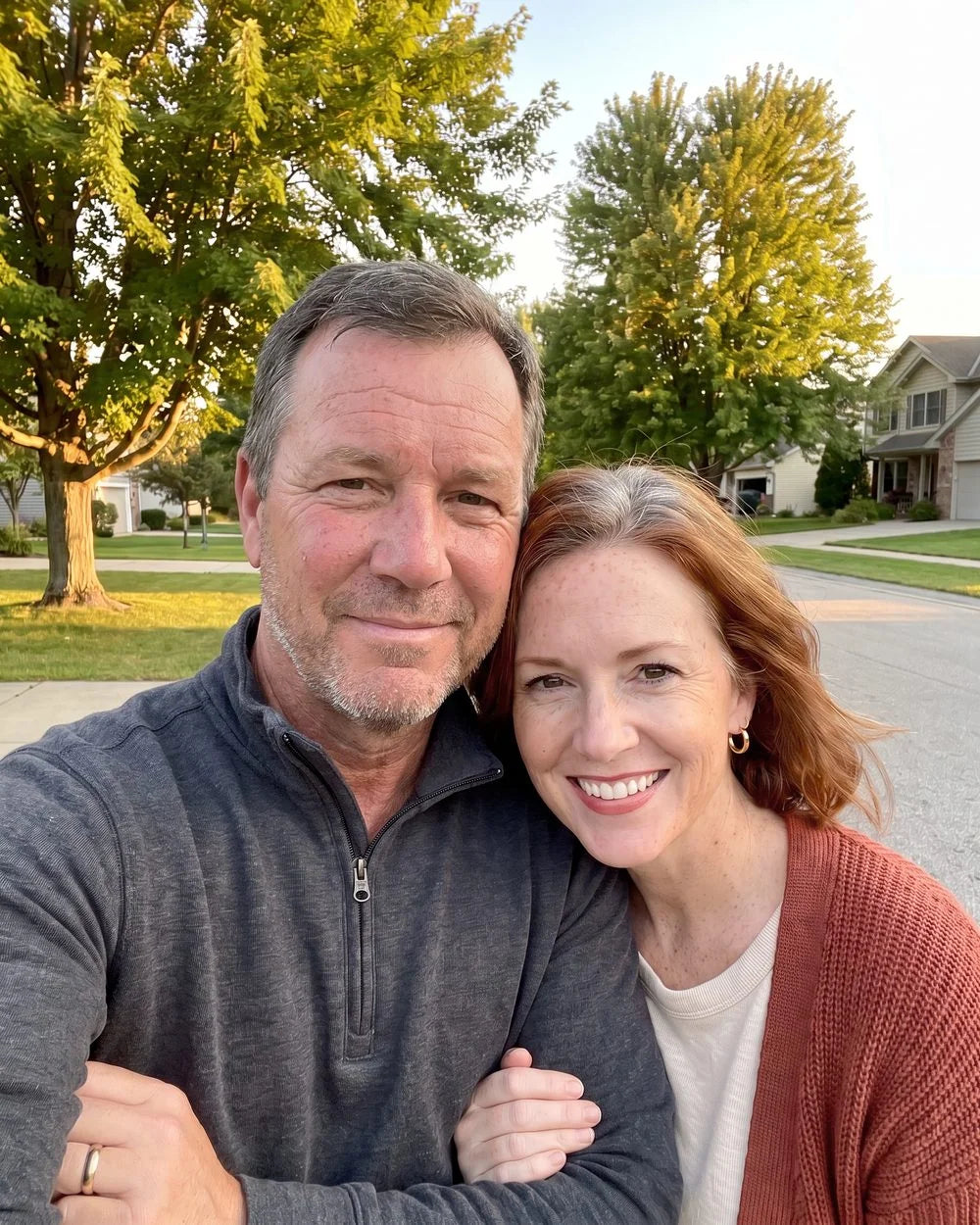 Gary and Dana, a selfie on an evening walk after dinner
