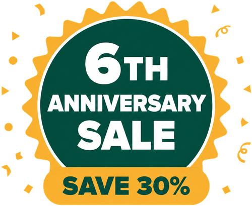 6th Anniversary Sale, save 30 percent