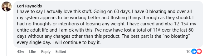 Facebook comment from a verified customer
