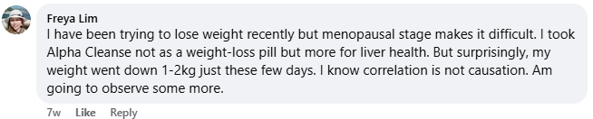 Facebook customer review of AlphaCleanse
