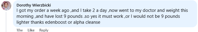 Facebook customer review of AlphaCleanse