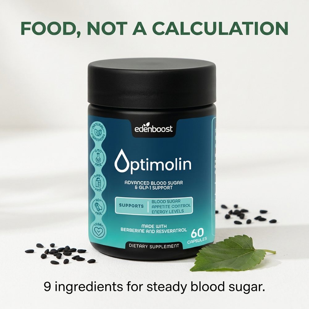 Optimolin bottle alongside its ingredients