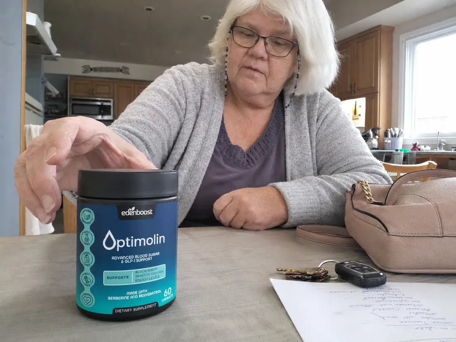 Mid-morning at the kitchen table, Optimolin part of the daily routine