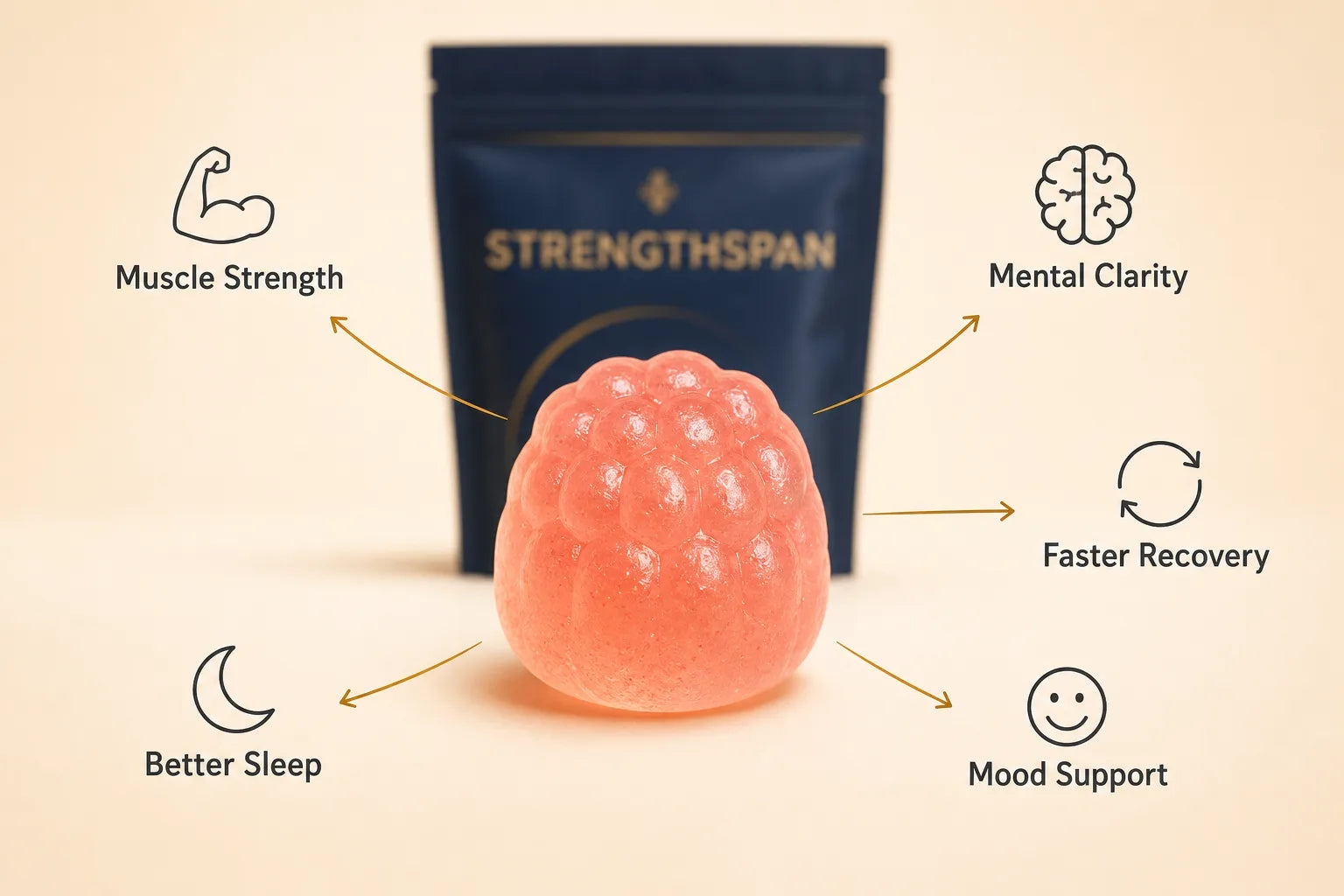 Strengthspan sugar-free creatine gummy closeup