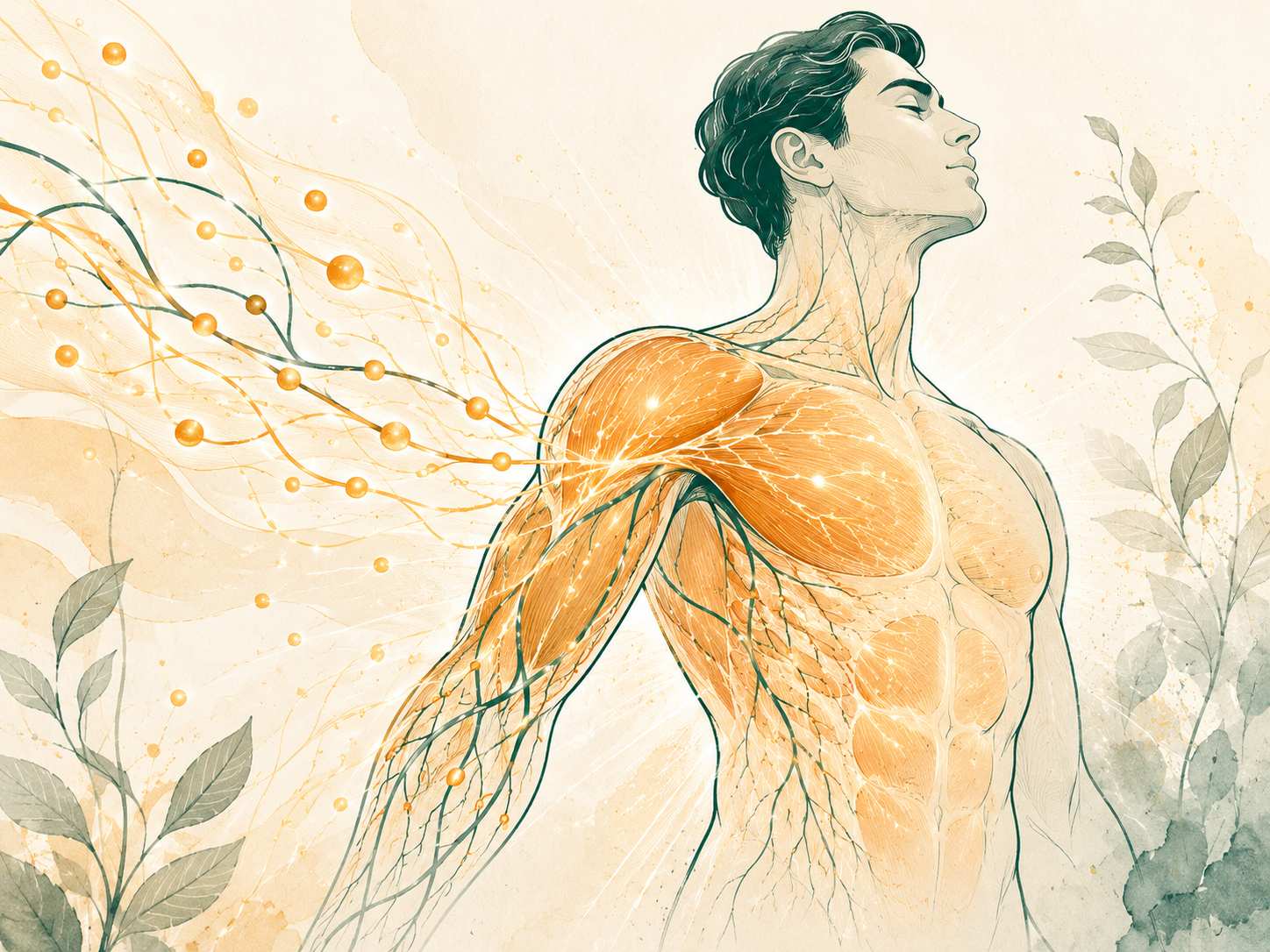 Illustration: skeletal muscle taking up glucose from the bloodstream