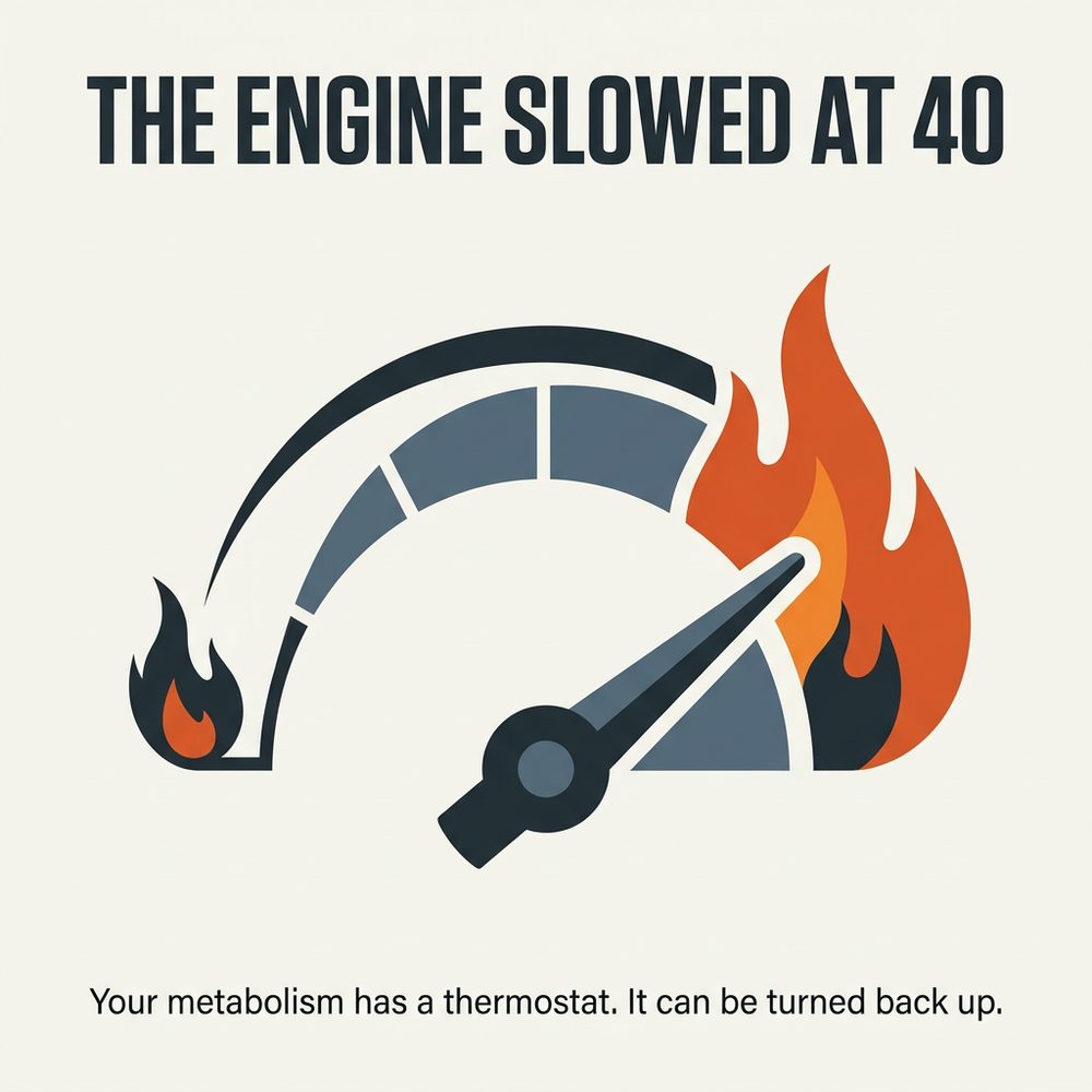 Illustration of a metabolic engine with the throttle pulled back after 40