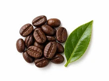 Coffee beans and green tea