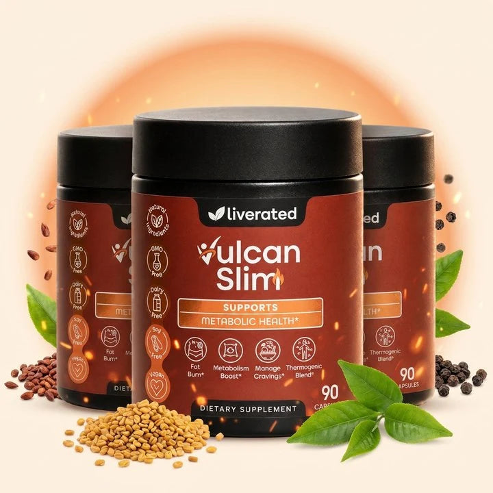 3 bottles of VulcanSlim with ingredients